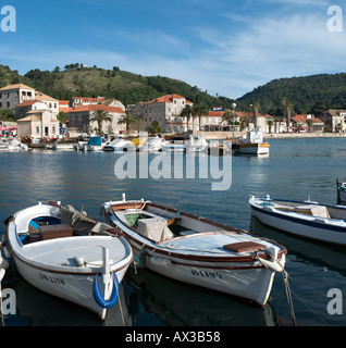Harbour in Lopud, Elaphite Islands (Elaphites), Dubrovnik Riviera, Dalmatian Coast, Croatia Stock Photo