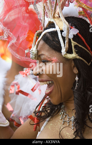 Brazilian-style carnival celebration with London's Samba Schools in Islington, London, England, United Kingdom Stock Photo