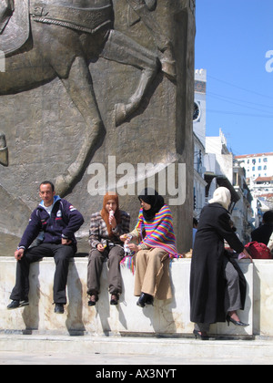 People resting on Place Emir Abdelkader, Algiers, Algeria Stock Photo