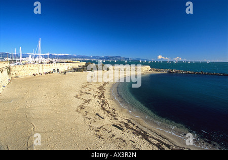 Sandy Beach in Antibes city Alpes-MAritimes 06 cote d'azur French Riviera Paca France Europe Stock Photo