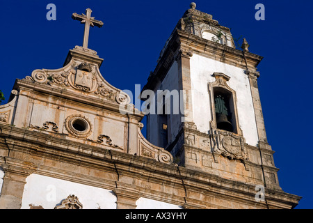 Brazil, Bahia, Salvador. Within the historic Old City, a UNESCO World Heritage site, the front facade of the Church. Stock Photo