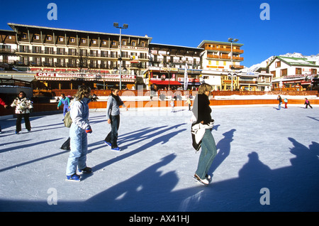 Rink Auron mountain station winter Mercantour valley Alpes-MAritimes 06 French alps Paca France Europe Stock Photo