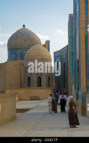 Octagonal mausoleum (1430-40), Anonymous II, Emir Burunduk,  and Shirin Bika Aqa mausoleum (1385-86), Shah-i Zinda, Samarkand, Uzbekistan Stock Photo