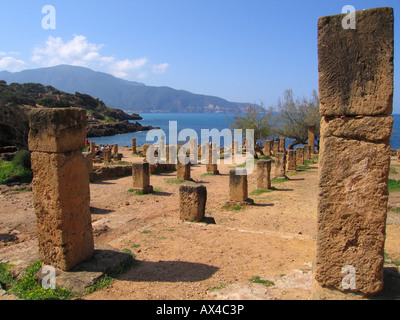 Old roman villa vestiges, archaeological roman site (Unesco world heritage site). Tipasa, Algeria, North Africa Stock Photo