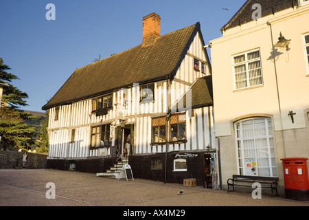 The market place in Diss showing a very old cafe and tea shop Stock Photo