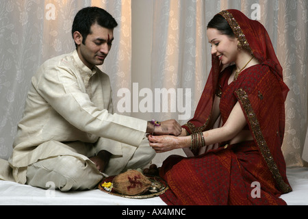 Brother and sister celebrating raksha bandhan Stock Photo
