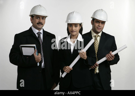 Portrait of three architects Stock Photo