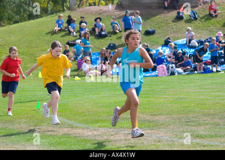 Girls competing in primary school sports in Tasmania Australia Stock Photo