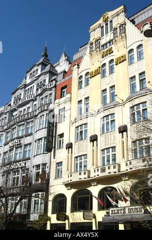 buildings,  Zlata Husa hotel, Prague,  Czech Republic Stock Photo
