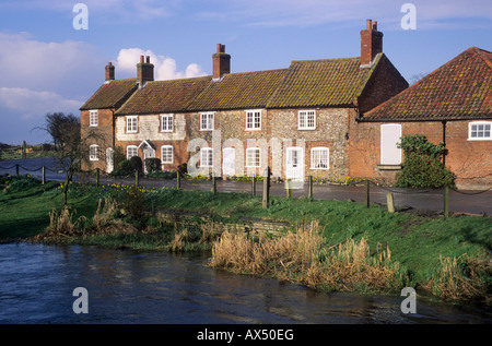 Burnham Overy River Burn cottages Norfolk East Anglia England UK pretty ...