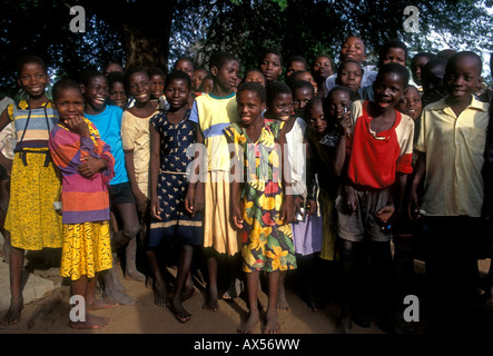 Zimbabwean boys and girls, boys, girls, children, schoolchildren, schoolboys, schoolgirls, village of Mahenye, Manicaland Province, Zimbabwe, Africa Stock Photo