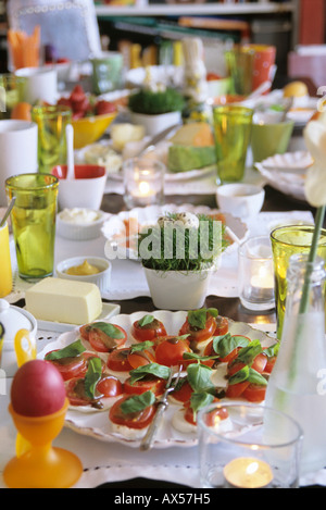 Easter table setting Stock Photo