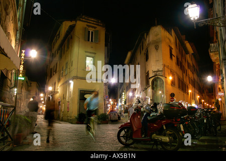 Lively alley at night, Florence, Tuscany, Italy, Europe Stock Photo