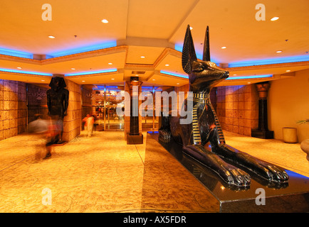 Statue of Anubis in the lobby of the Luxor Hotel & Casino, Las Vegas Boulevard, Las Vegas, Nevada, USA, North America Stock Photo