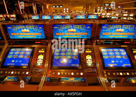 Slot machines in the casino of the MGM Grand Hotel, Strip, Las Vegas Boulevard, Las Vegas, Nevada, USA, North America Stock Photo