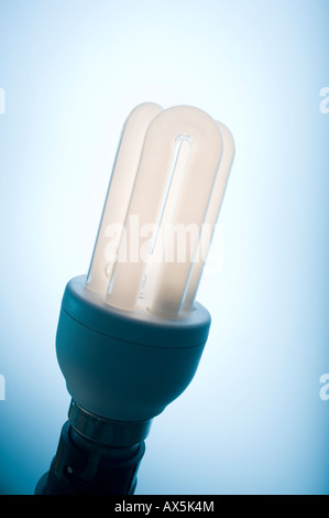 Energy saving light-bulb, popular in the UK around 2008. Stock Photo