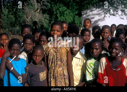 Zimbabweans, Zimbabwean children, Zimbabwean, children, schoolchildren, boys, girls, village of Mahenye, Manicaland Province, Zimbabwe, Africa Stock Photo