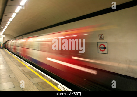 Train arriving at Tooting Broadway underground station, London, England, UK, Europe Stock Photo