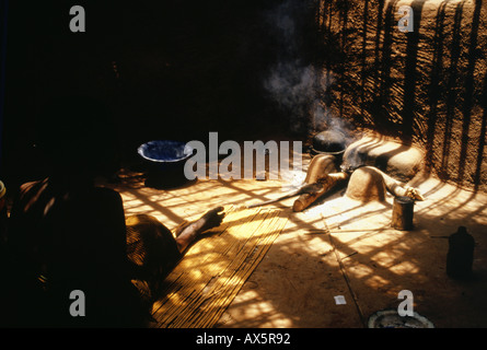 Izinga, Tanzania.Traditional way of cooking. Hearth built from adobe. Stock Photo