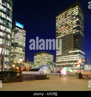 Canary Wharf and Canada Square, entry to underground station and skyscrapers at London's Docklands, London, England, UK, Europe Stock Photo