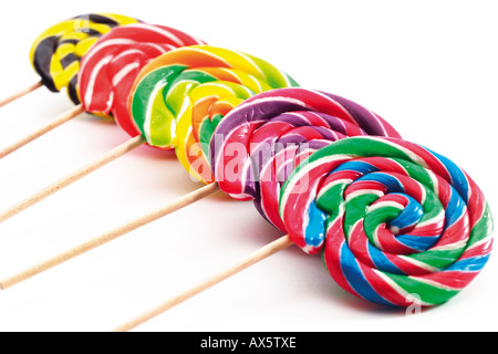 Coloured lollipops, elevated view, close-up Stock Photo
