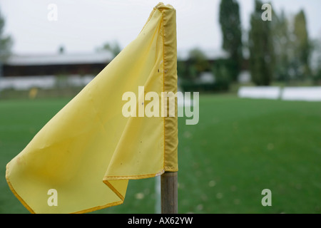 Yellow corner flag Stock Photo