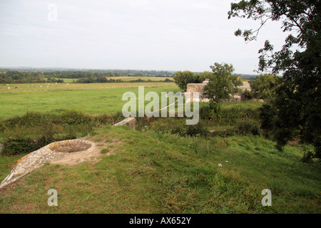 View from the top of one gun emplacement across the site of the German Battery at Azeville, Normandy. Stock Photo