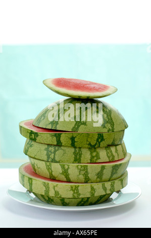 Sliced watermalon on plate Stock Photo