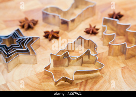 Cookie cutters and star-anise Stock Photo