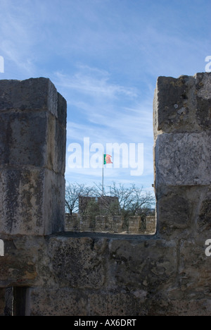 Portugal flag Lisbon Castle Stock Photo