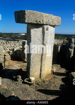 Menorca. Minorca Balearic islands.Taula, Torralba d'en Salord.near Alaior Menorca, Spain. Megalithic monument. Stock Photo