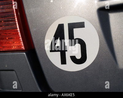 Sticker, speed limit 45, on microcar Stock Photo - Alamy