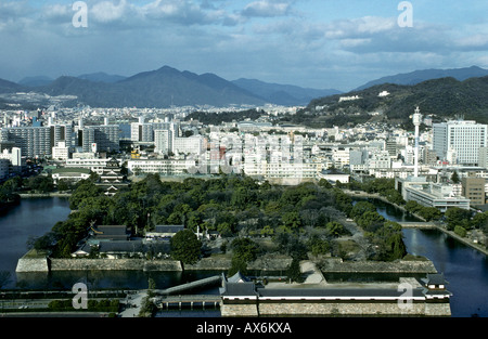 Aerial Hiroshima Castle Japan Stock Photo