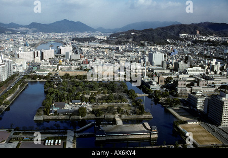 Aerial Hiroshima Castle and city Japan Stock Photo