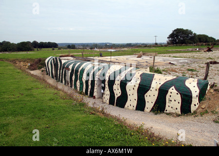 An underground shelter with World War II camouflage markings at the Saint-Marcouf Battery, Crisbecq, Normandy, France. Sep 2007 Stock Photo