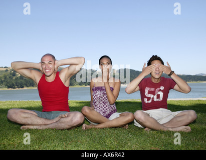 Friends in different poses Stock Photo