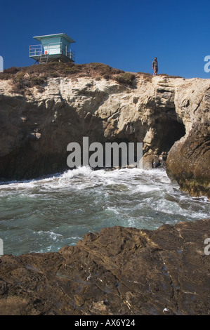 Lifeguard tower for Leo Carrillo state beach, north of Malibu, Claifornia. Stock Photo