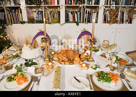Place settings for christmas dinner Stock Photo
