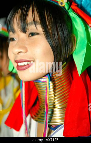 Longneck woman, at annual Karen water and spirit festival Huai Suea Thao village, near Mae Hong Son, north Thailand Stock Photo