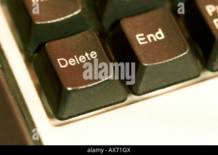 Delete and end buttons on computer keyboard close up Stock Photo