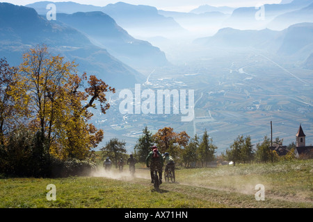 Italy, South Tyrol, Bozen, mountain biking Stock Photo