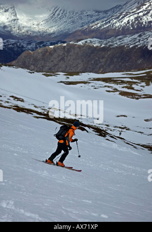 Skier, Glencoe Ski slopes, Lochaber, Scotland, UK, Europe Stock Photo