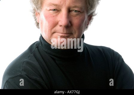 handsome middle aged man serious thinking Stock Photo