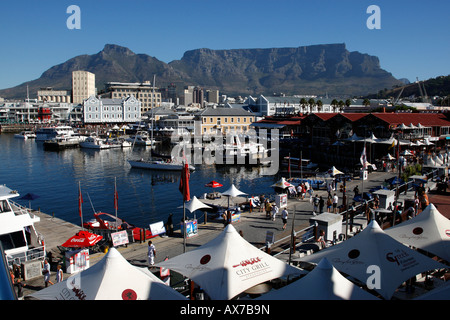 overlooking the cafes and restaurants at quay 5 v&a waterfront cape town western cape province south africa Stock Photo