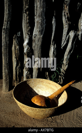 Owambo culture tradition basket calabash Namibia Stock Photo