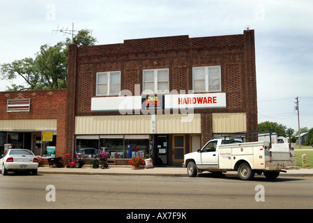 Community hardware and general store in small town of Tipton Kansas Not released Stock Photo