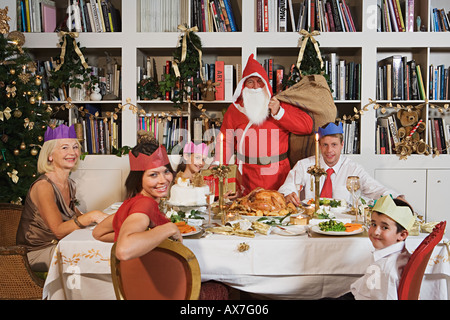 Santa claus at christmas dinner Stock Photo