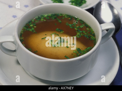 Semolina dumpling soup Stock Photo