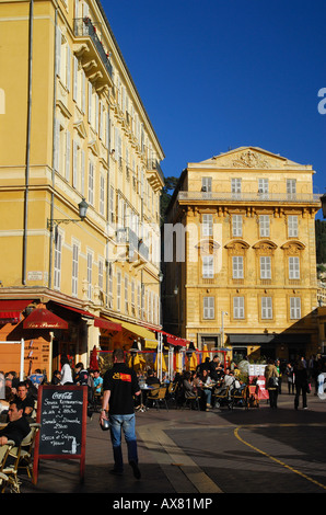 Outdoor bars and cafes in Place Charles Felix, Nice, France Stock Photo