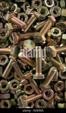 A box full of brand spanking new bolts and nuts Stock Photo